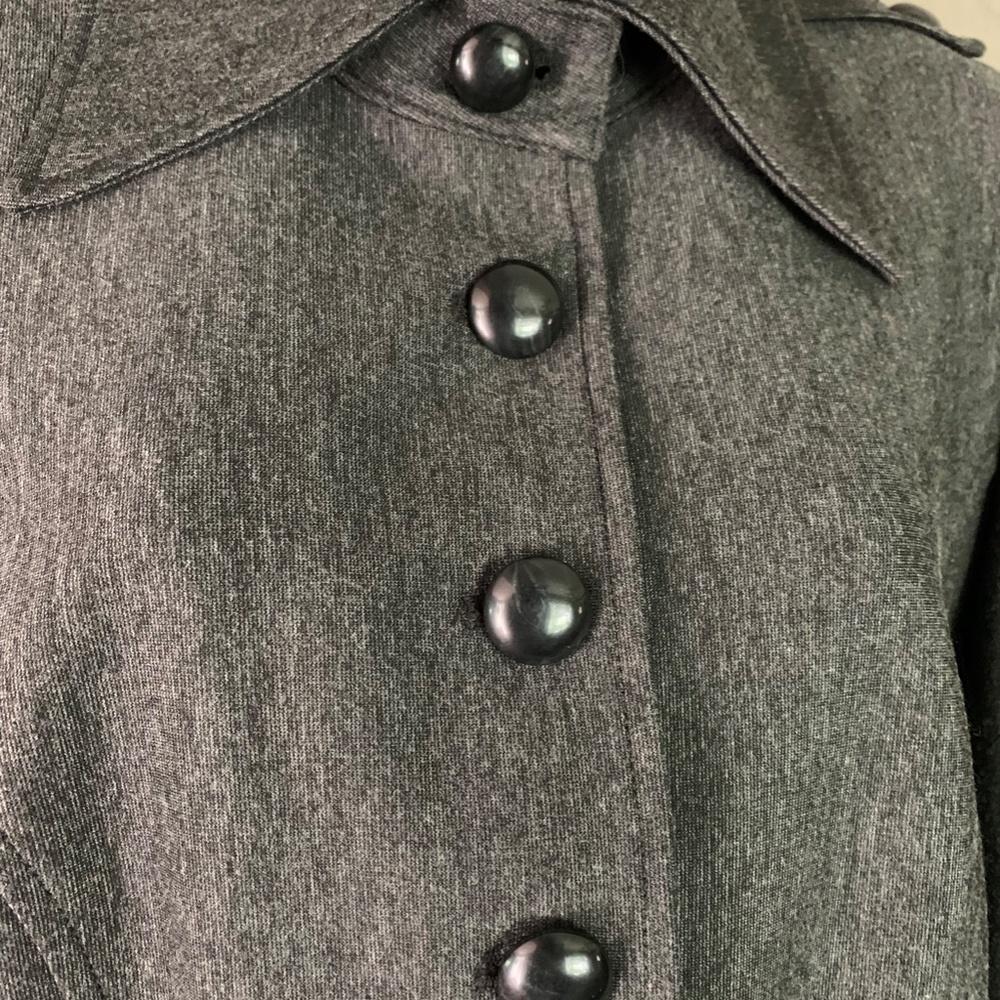 Military style tailored charcoal grey jacket by WOMAN. Sz M